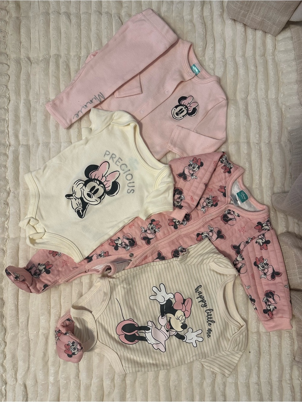 Minnie Mouse Pink & Cream Baby One-Piece Set